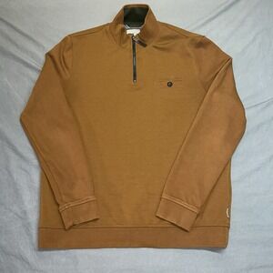 Ted Baker Mens Brown 1/4 Zip Pullover Buttoned Chest Pocket Sz 4/L